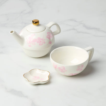 Spring Pansies Tea For One with Tea Bag Holder