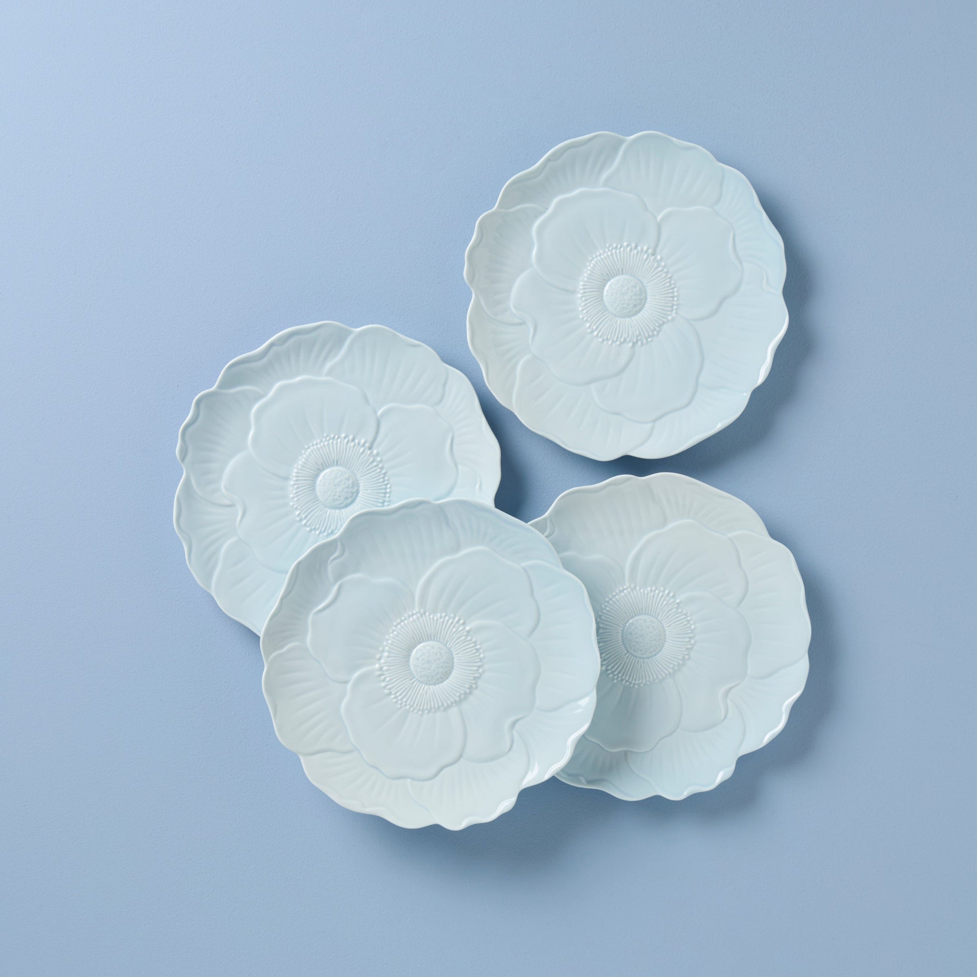 Butterfly Meadow Floral Blue Accent Plates, Set of 4