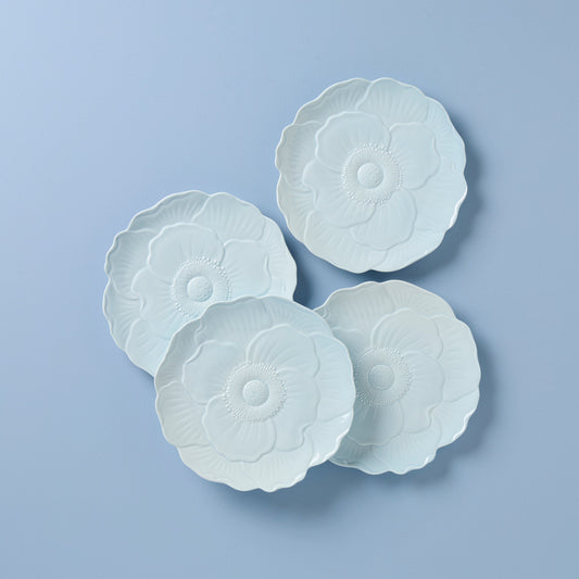 Butterfly Meadow Floral Blue Accent Plates, Set of 4