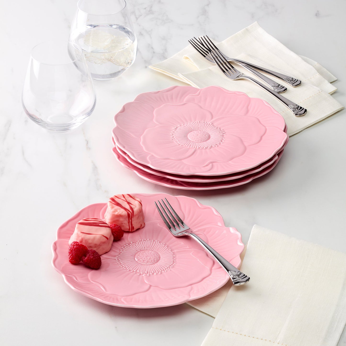 Butterfly Meadow Floral Pink Accent Plates, Set of 4