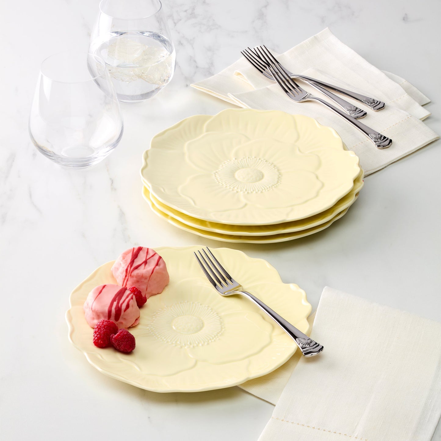 Butterfly Meadow Floral Yellow Accent Plates, Set of 4