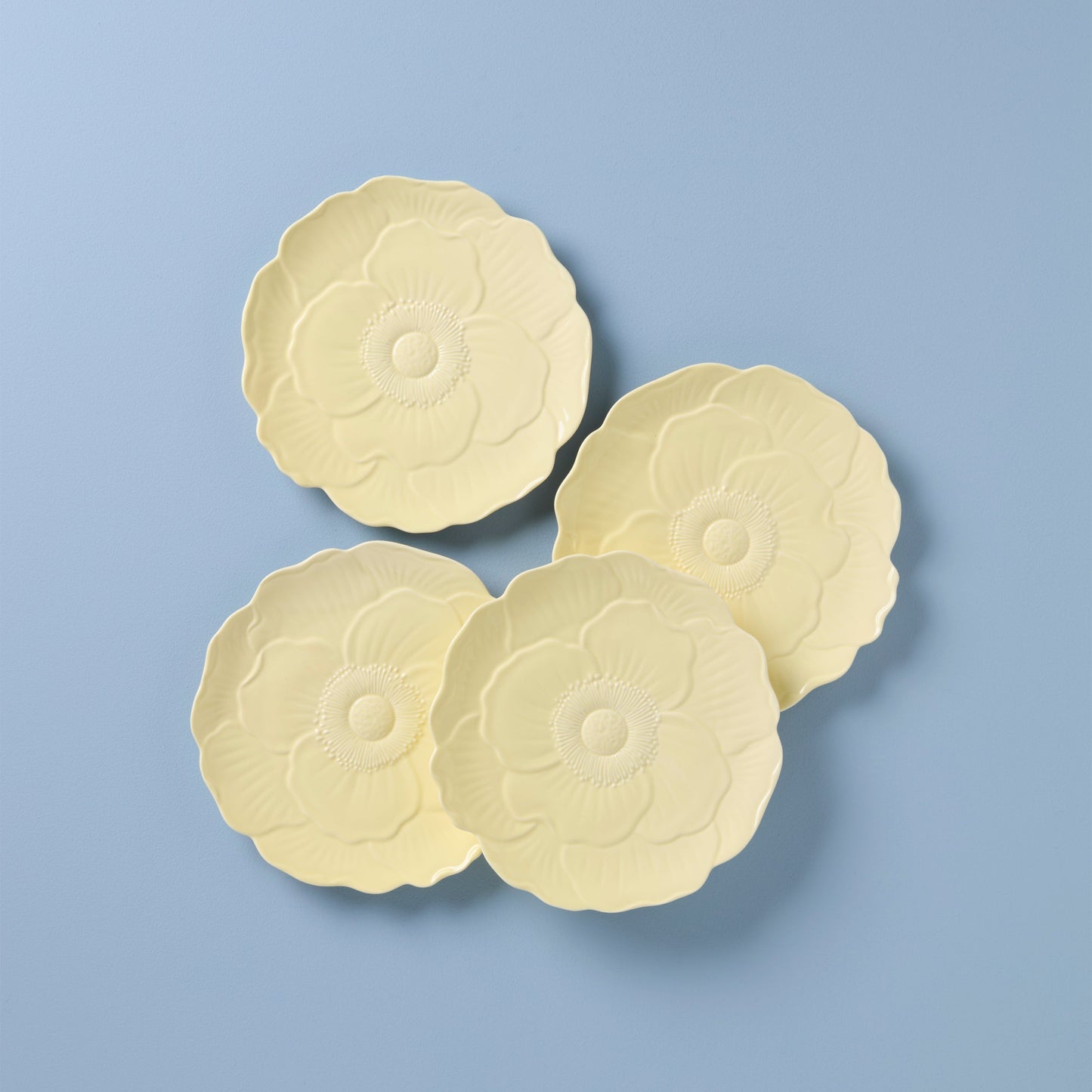 Butterfly Meadow Floral Yellow Accent Plates, Set of 4