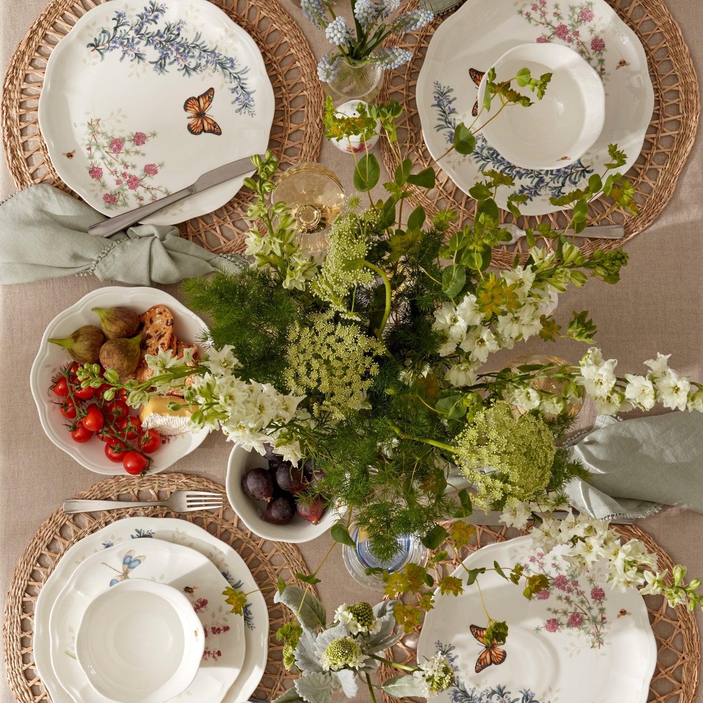 Butterfly Meadow Herbs Rice Bowls, Set of 4