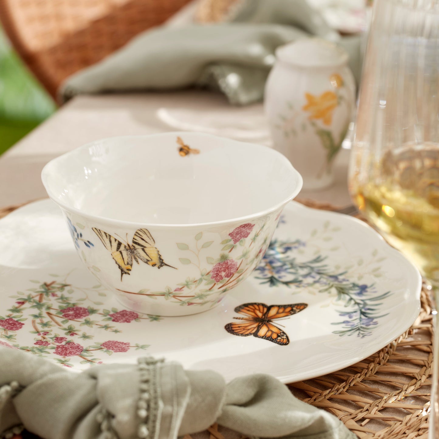 Butterfly Meadow Herbs Rice Bowls, Set of 4