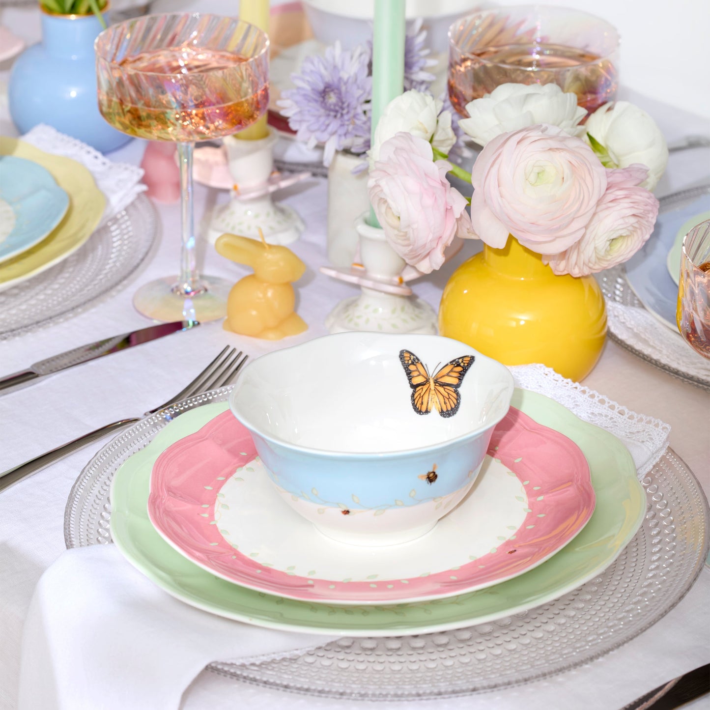 Butterfly Meadow Colors 4-Piece Dessert Bowl Set