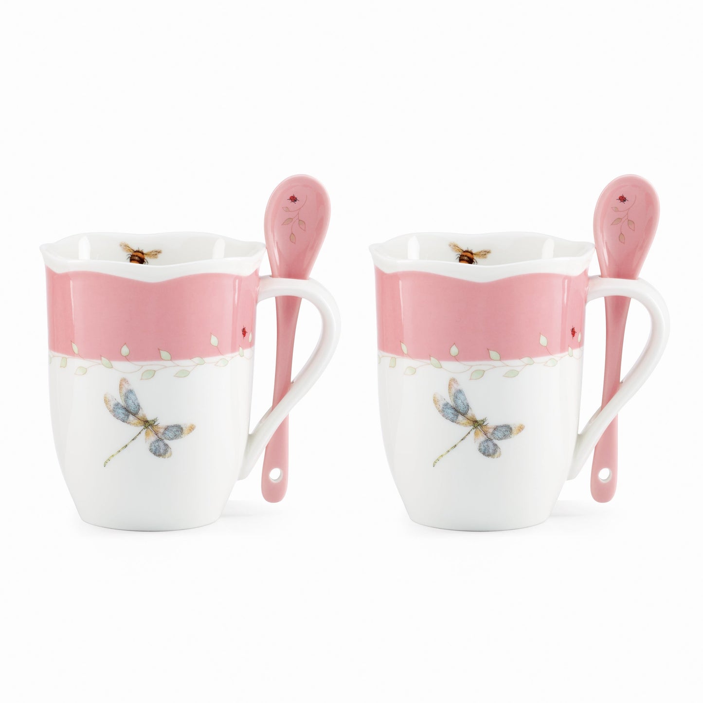 Butterfly Meadow Color Mugs with Spoons, Set of 8