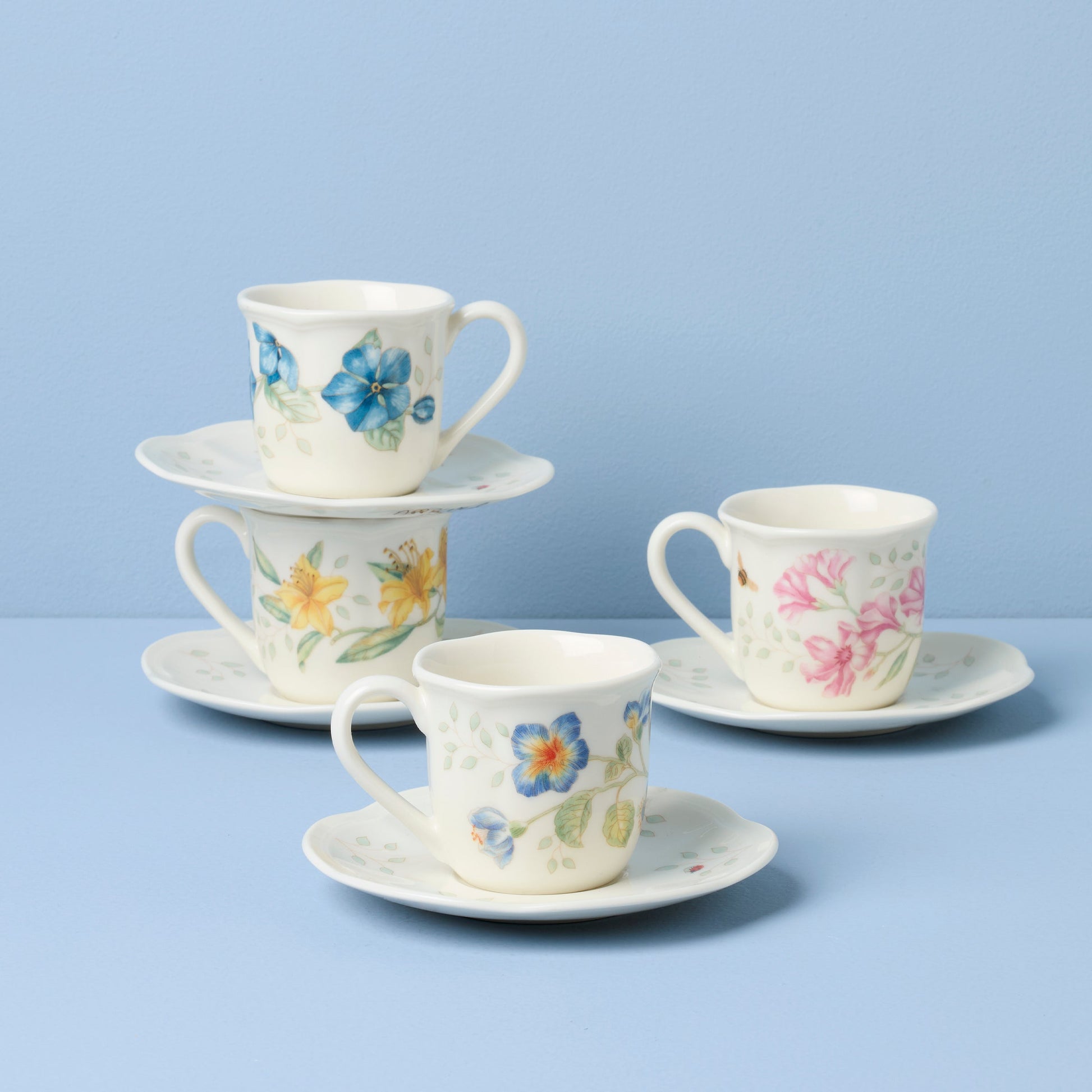 Butterfly Meadow Espresso Cup & Saucers, Set of 4
