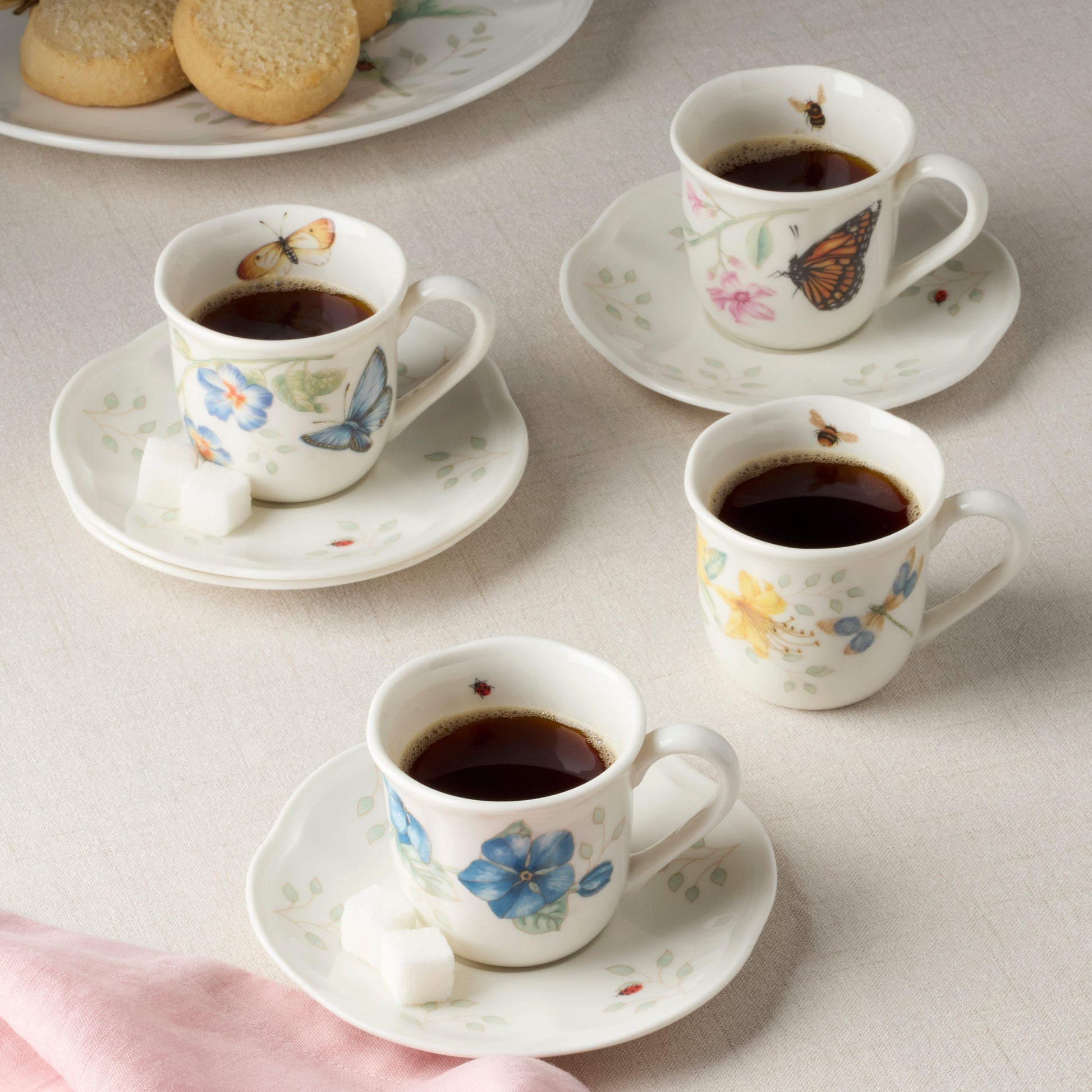 Butterfly Meadow Espresso Cup & Saucers, Set of 4