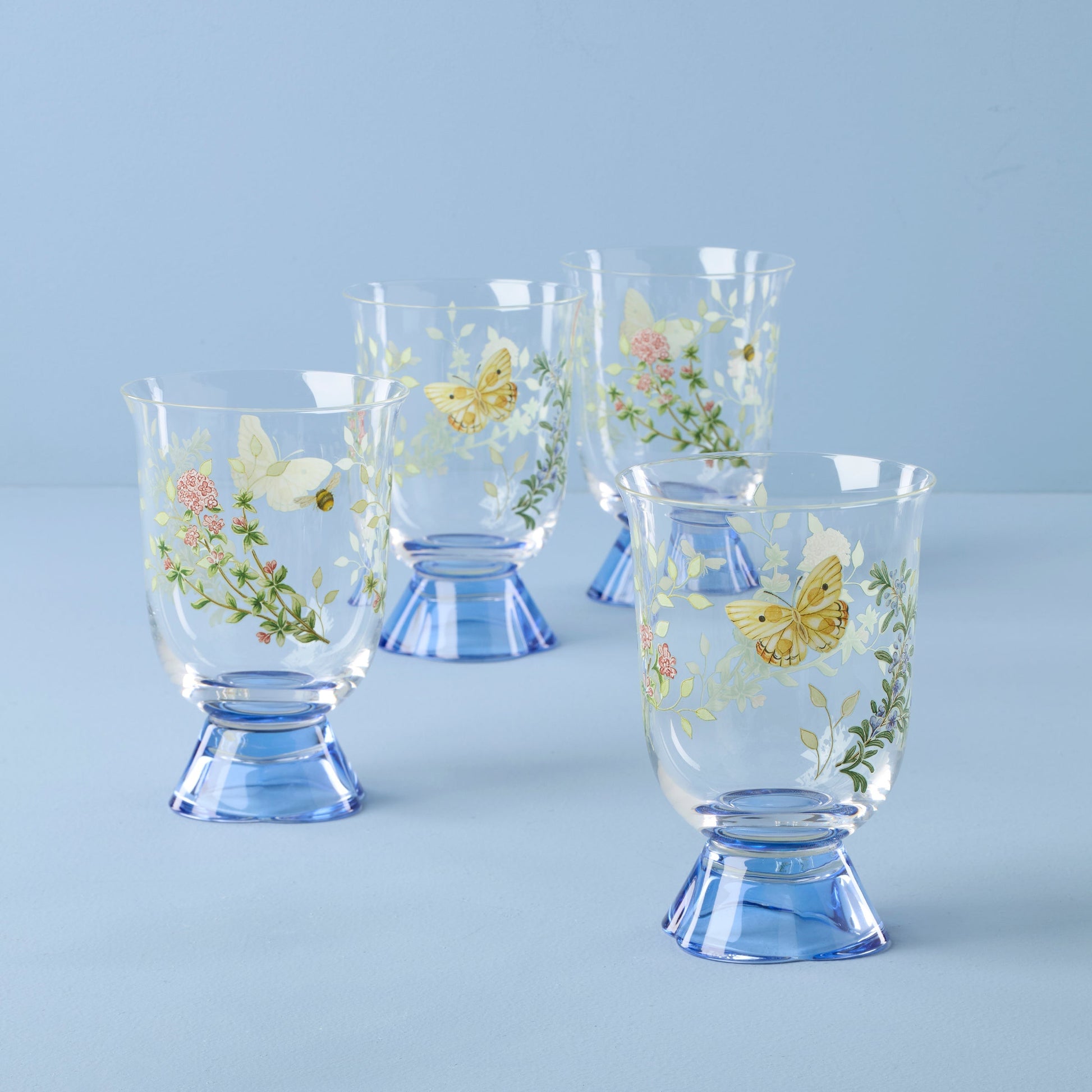 Butterfly Meadow Herbs Short Tumblers, Set of 4