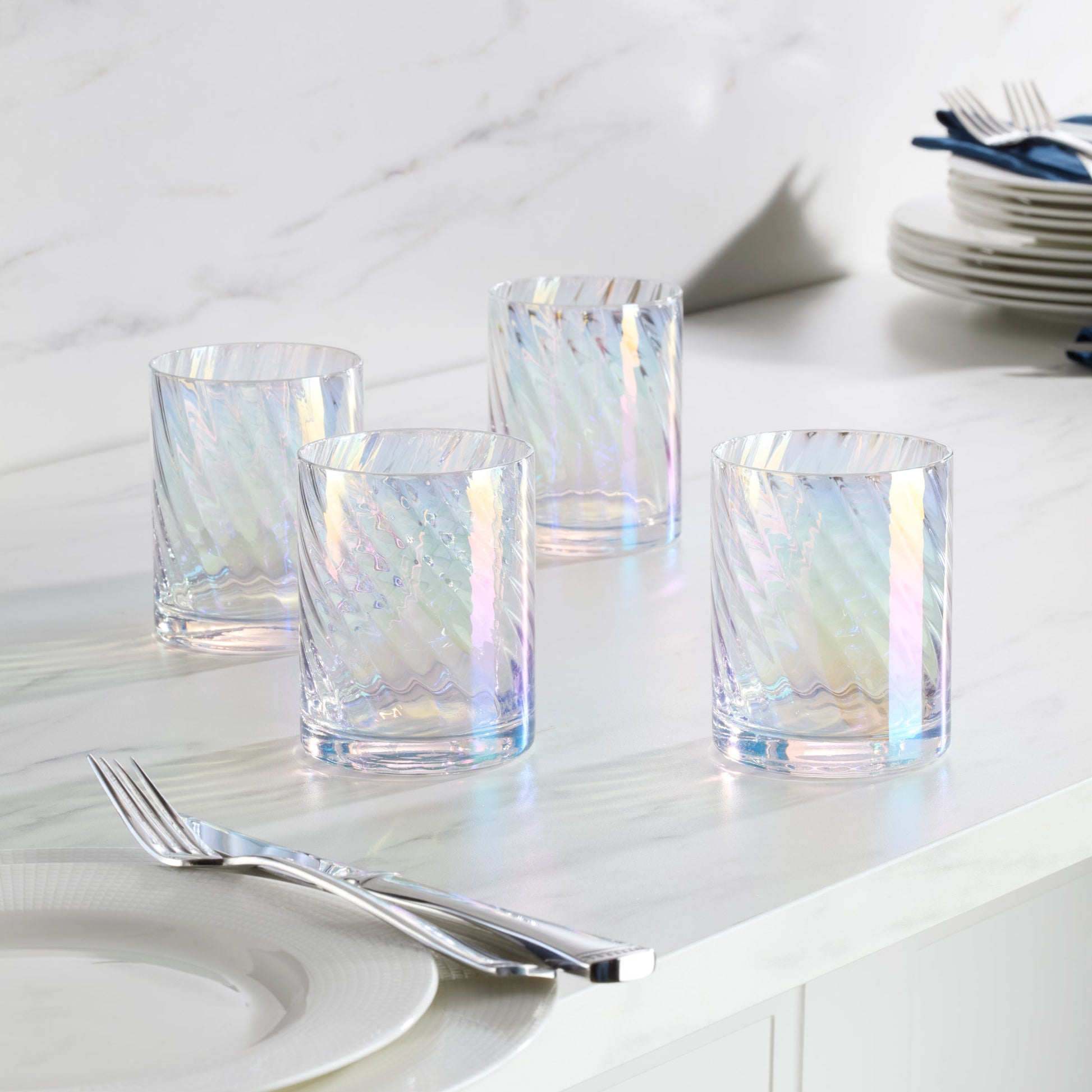 Tuscany Classics Iridescent Double Old-Fashioned Glasses, Set of 4