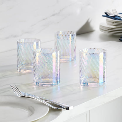 Tuscany Classics Iridescent Double Old-Fashioned Glasses, Set of 4