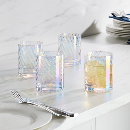 Tuscany Classics Iridescent Double Old-Fashioned Glasses, Set of 4