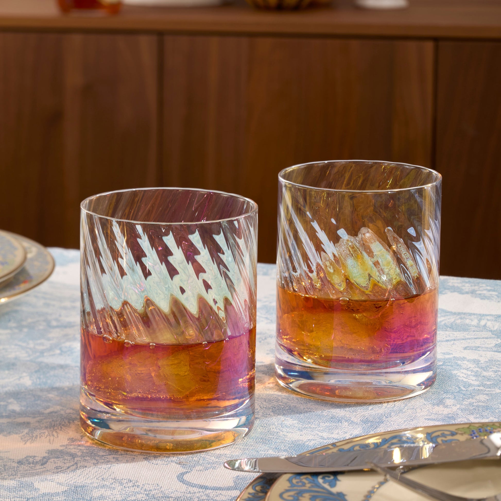 Tuscany Classics Iridescent Double Old-Fashioned Glasses, Set of 4