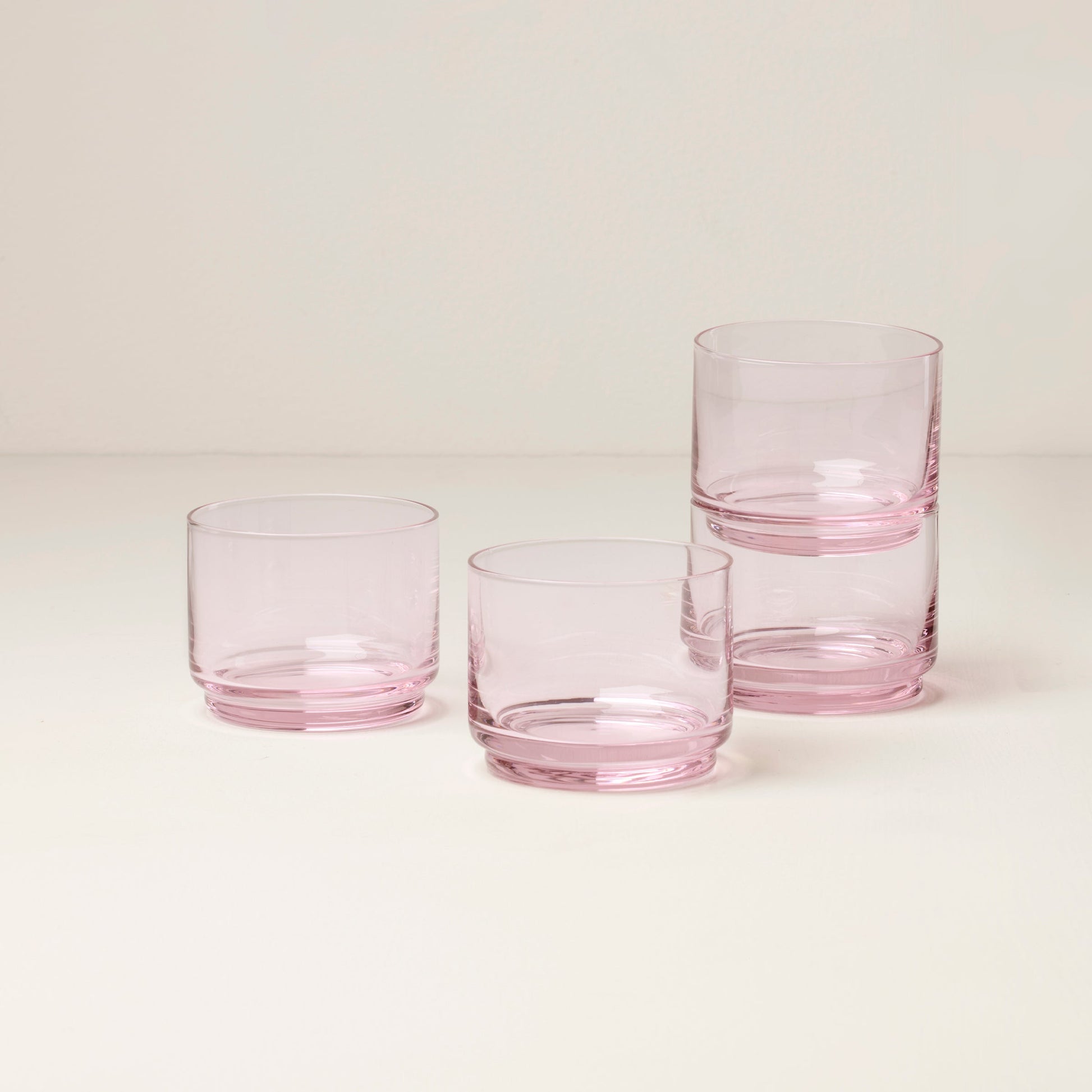 Tuscany Stackable Blush Short Glasses, Set of 4
