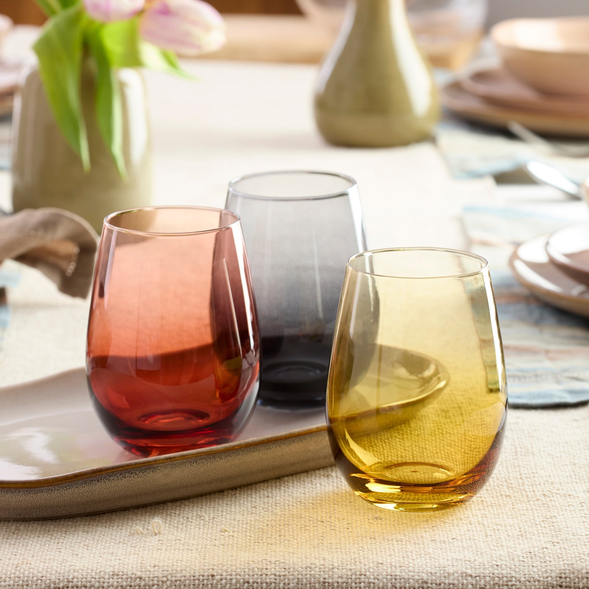 Golden Hour Stemless Wine Glasses, Set of 4