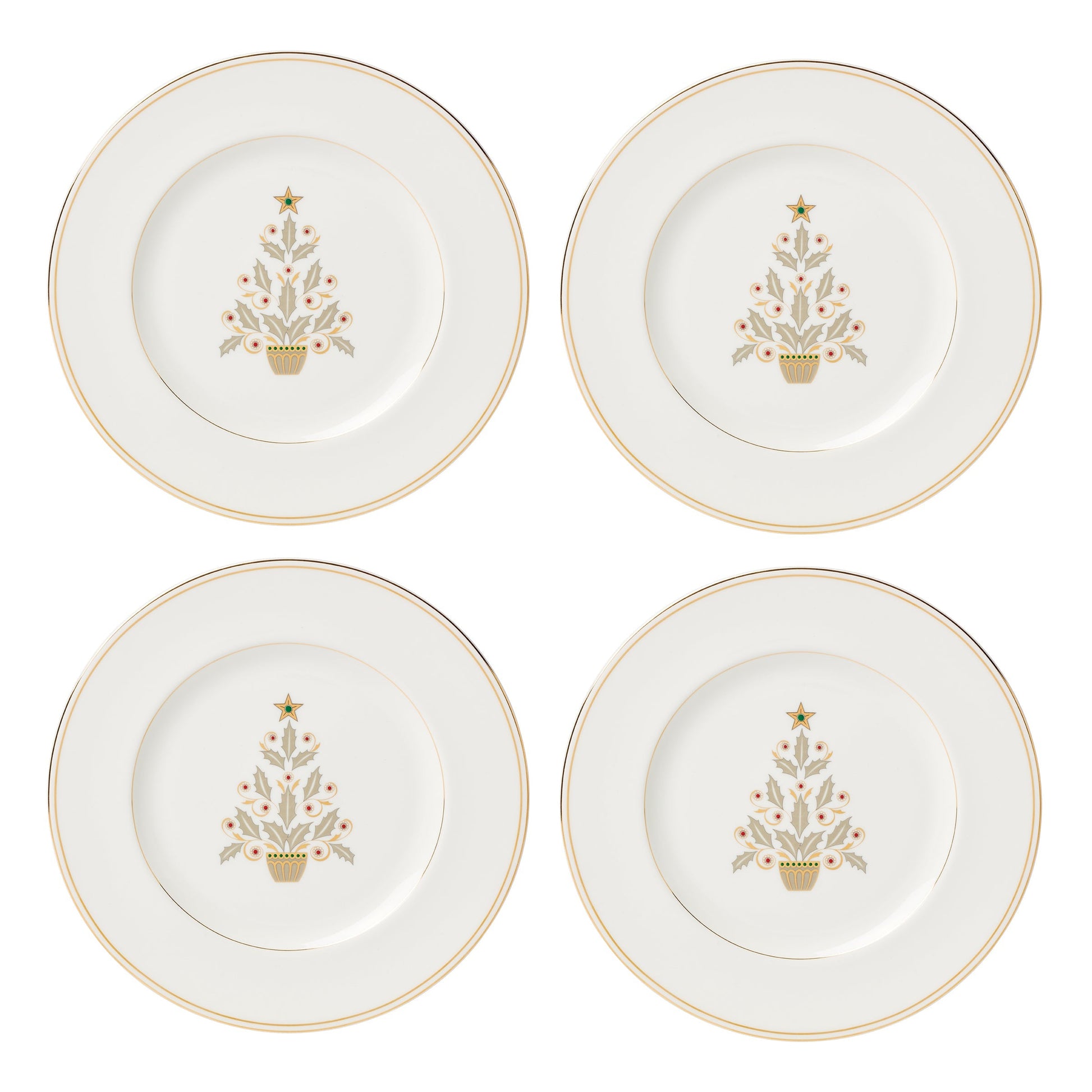 Federal Gold Tree Accent Plates, Set of 4