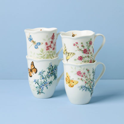 Butterfly Meadow Herbs Mugs, Set of 4