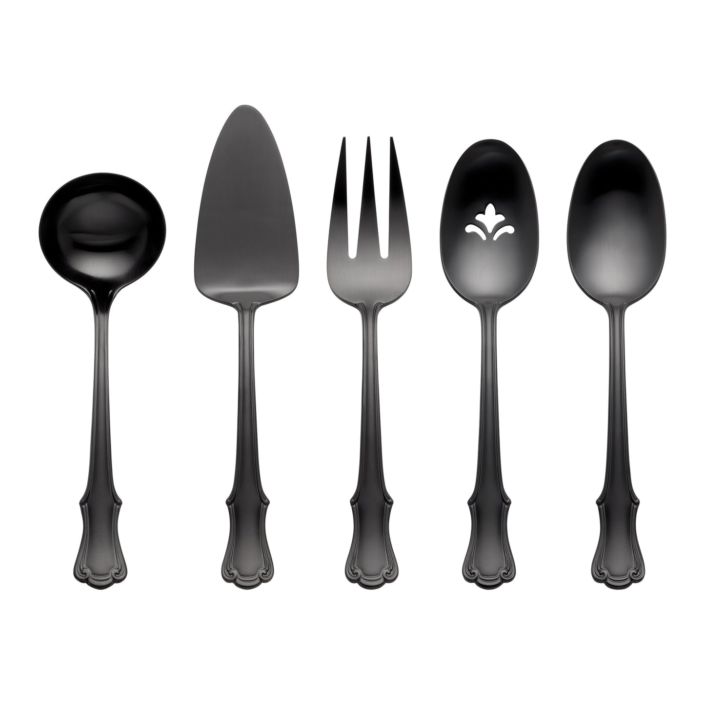 James Street Black Satin 5-Piece Hostess Set