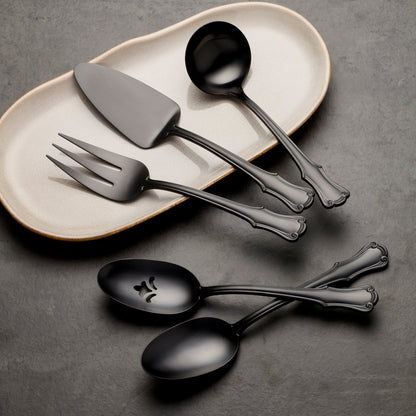 James Street Black Satin 5-Piece Hostess Set