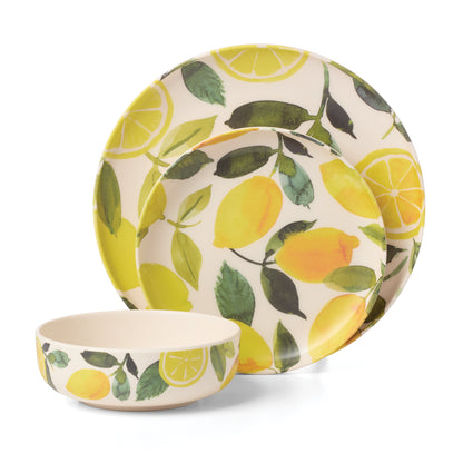 24 Seven Melamine Lemon 12-Piece Dinnerware Set