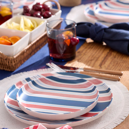 24 Seven Melamine Stripe 12-Piece Dinnerware Set