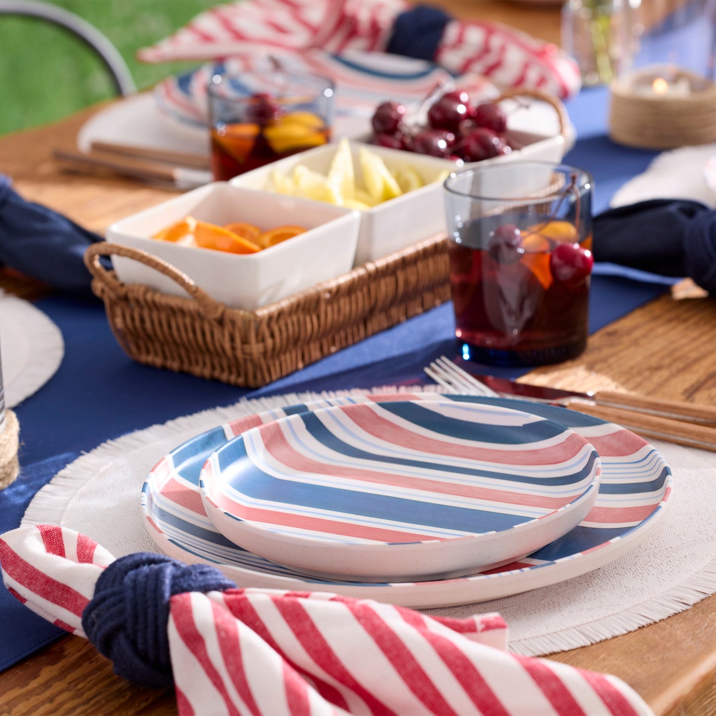 24 Seven Melamine Stripe 12-Piece Dinnerware Set