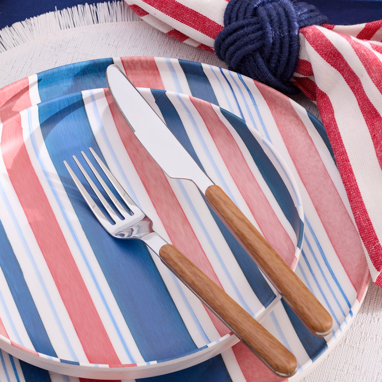 24 Seven Melamine Stripe 12-Piece Dinnerware Set