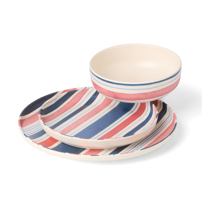 24 Seven Melamine Stripe 12-Piece Dinnerware Set
