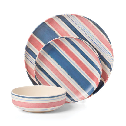 24 Seven Melamine Stripe 12-Piece Dinnerware Set