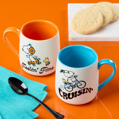 Peanuts Mugs Cruisin'-Feelin' Fine, Set of 2
