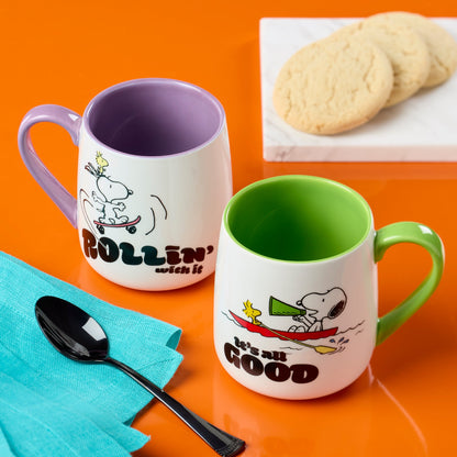 Peanuts Mugs Rollin'-All Good, Set of 2