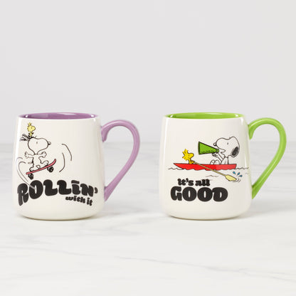 Peanuts Mugs Rollin'-All Good, Set of 2