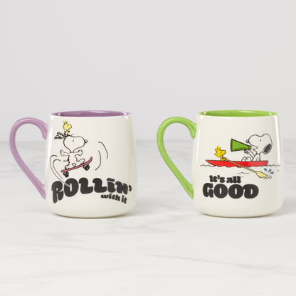 Peanuts Mugs Rollin'-All Good, Set of 2