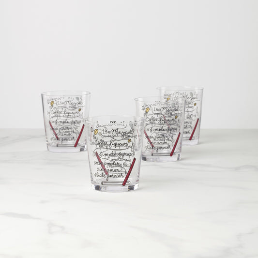 Make Merry Double Old-Fashioned Glasses, Set of 4