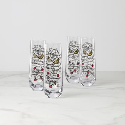 Make Merry Stemless Flute Glasses, Set of 4