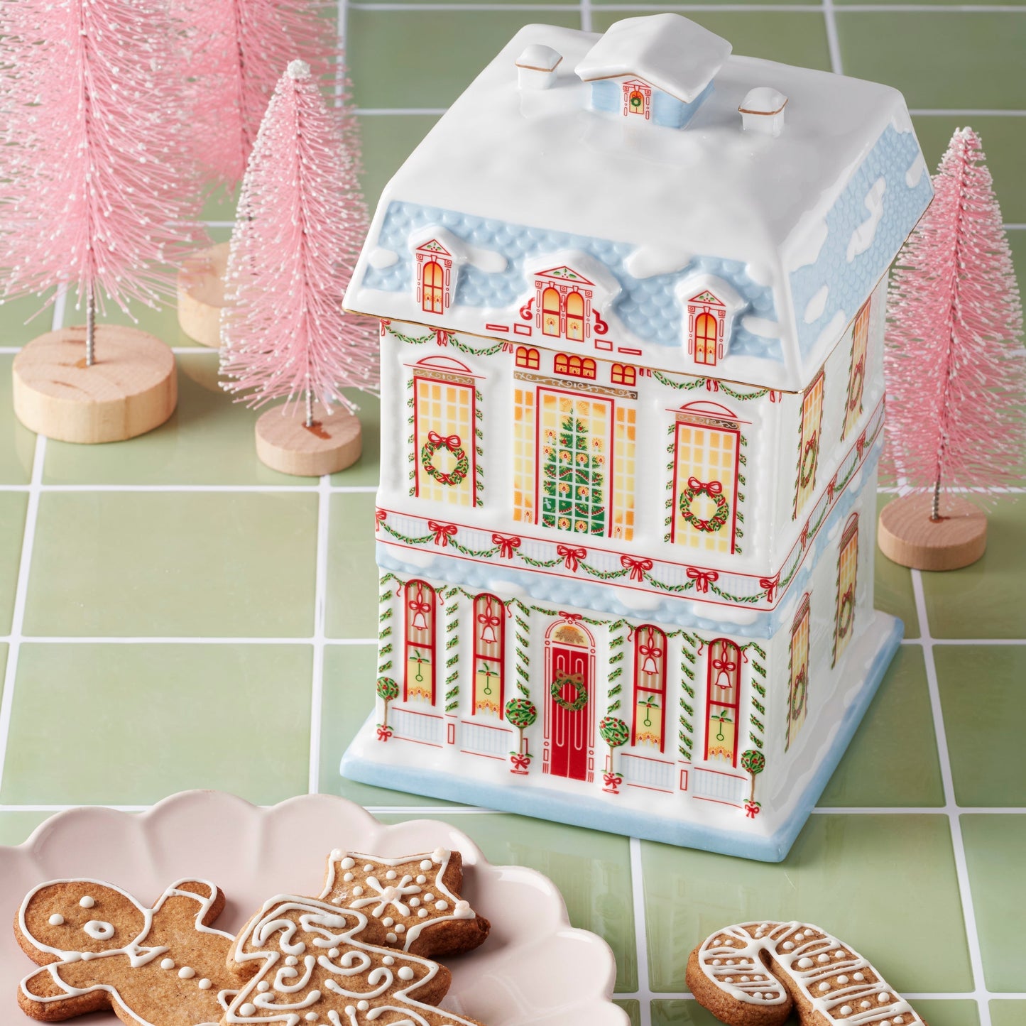 Lenox Holiday Village Christmas Cookie Jar