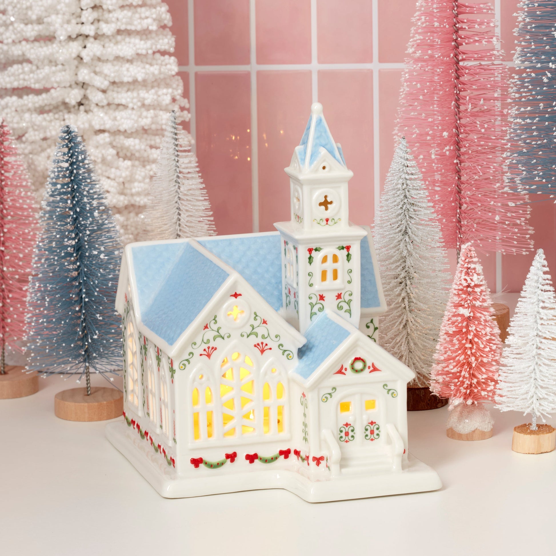Lenox Holiday Village Lit Christmas Church Figurine