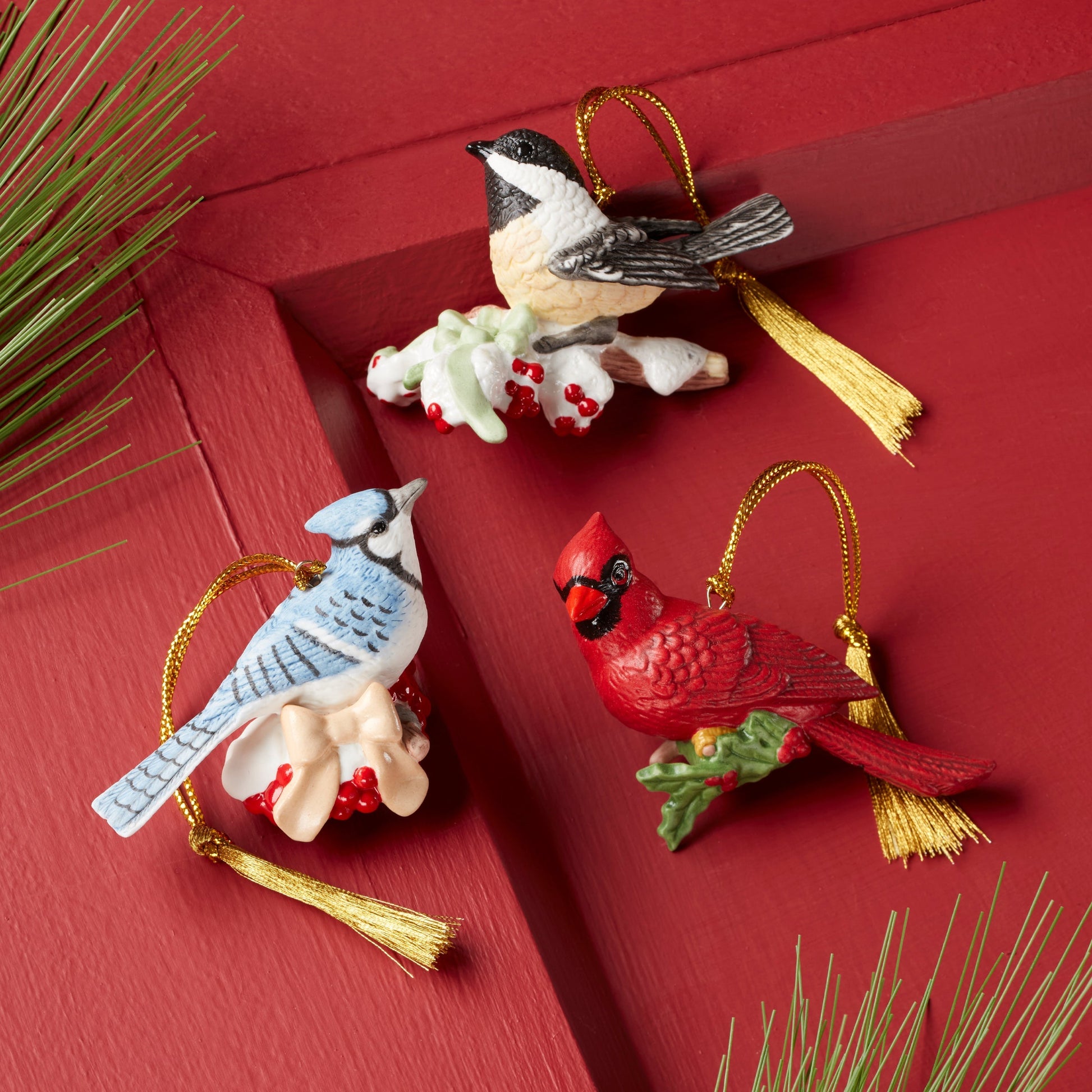 Winter Birds 3-Piece Ornament Set