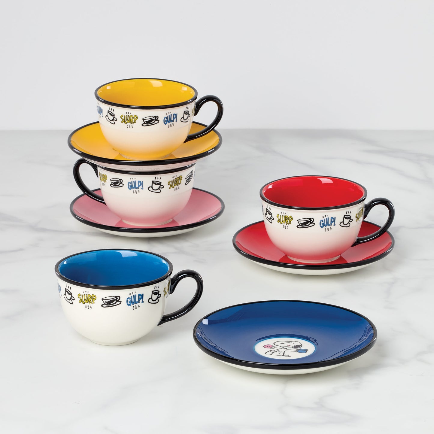 Chef Snoopy Tea Cup & Saucers, Set of 4