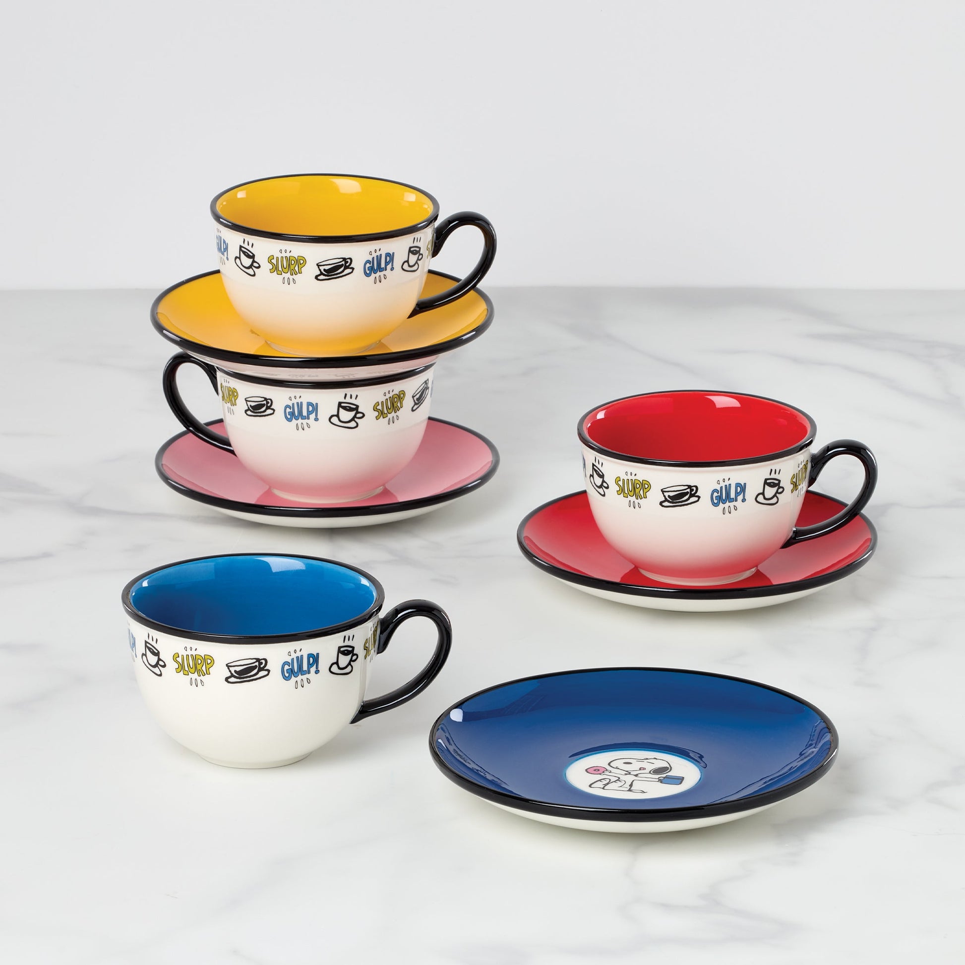 Chef Snoopy Tea Cup & Saucers, Set of 4