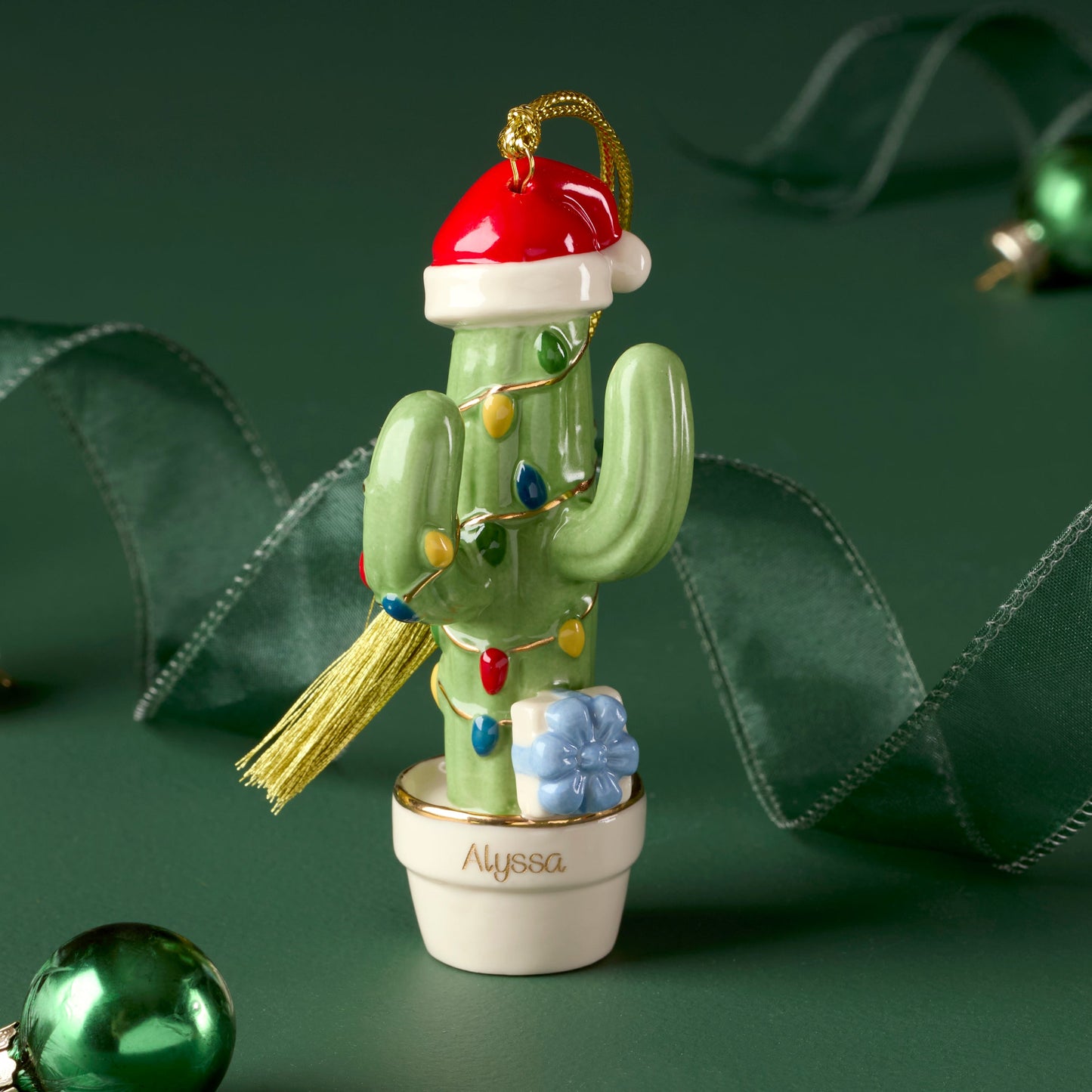 Personalized Christmas Cactus Ornament