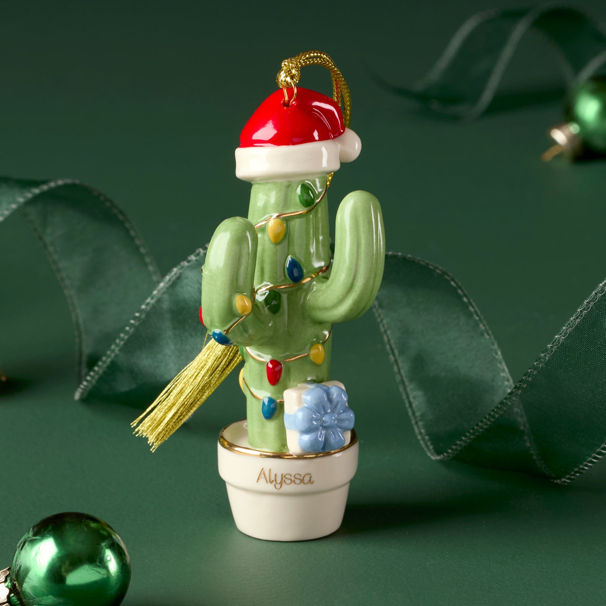 Personalized Christmas Cactus Ornament