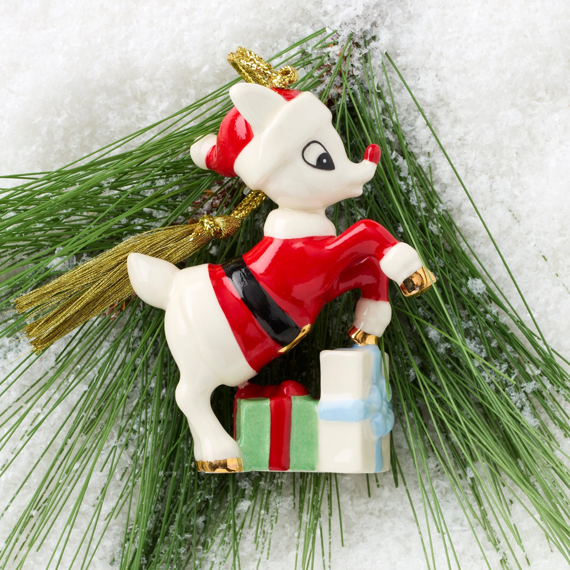 Rudolph in a Santa Suit Ornament