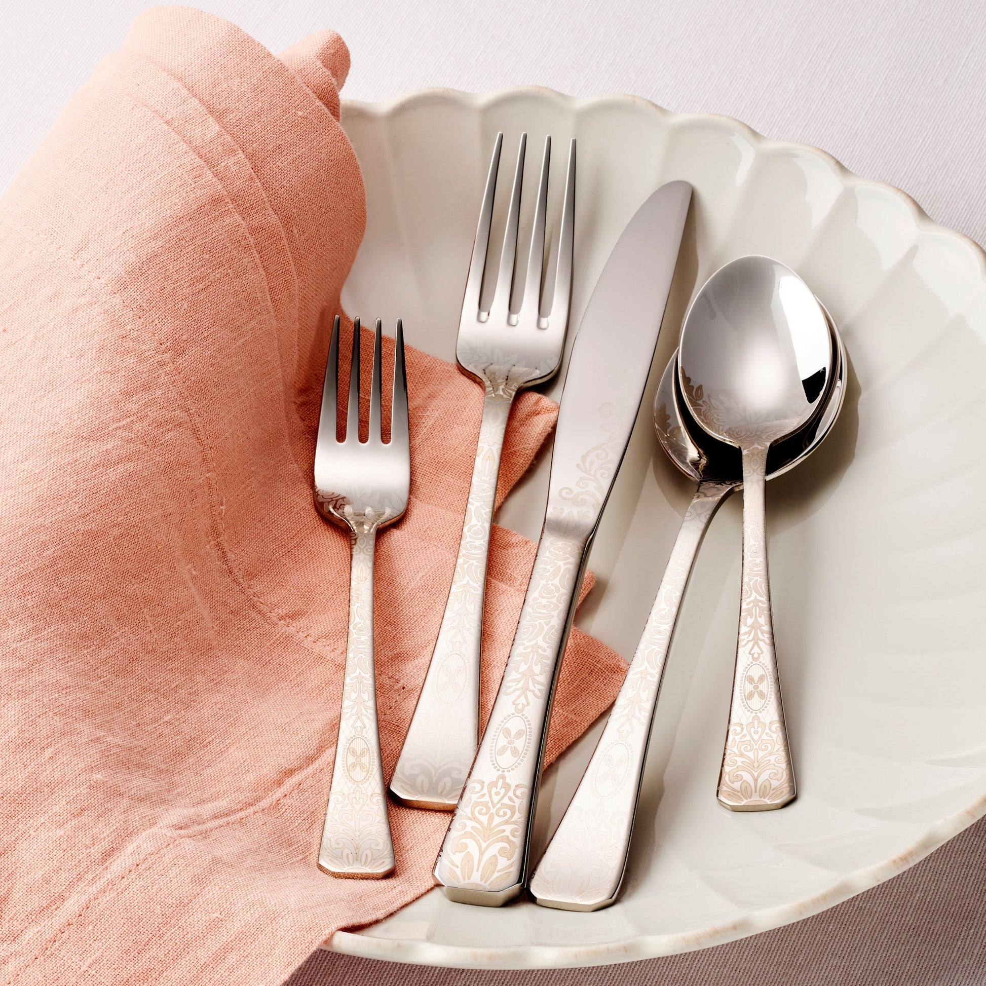 Floral Etch 5-Piece Place Setting