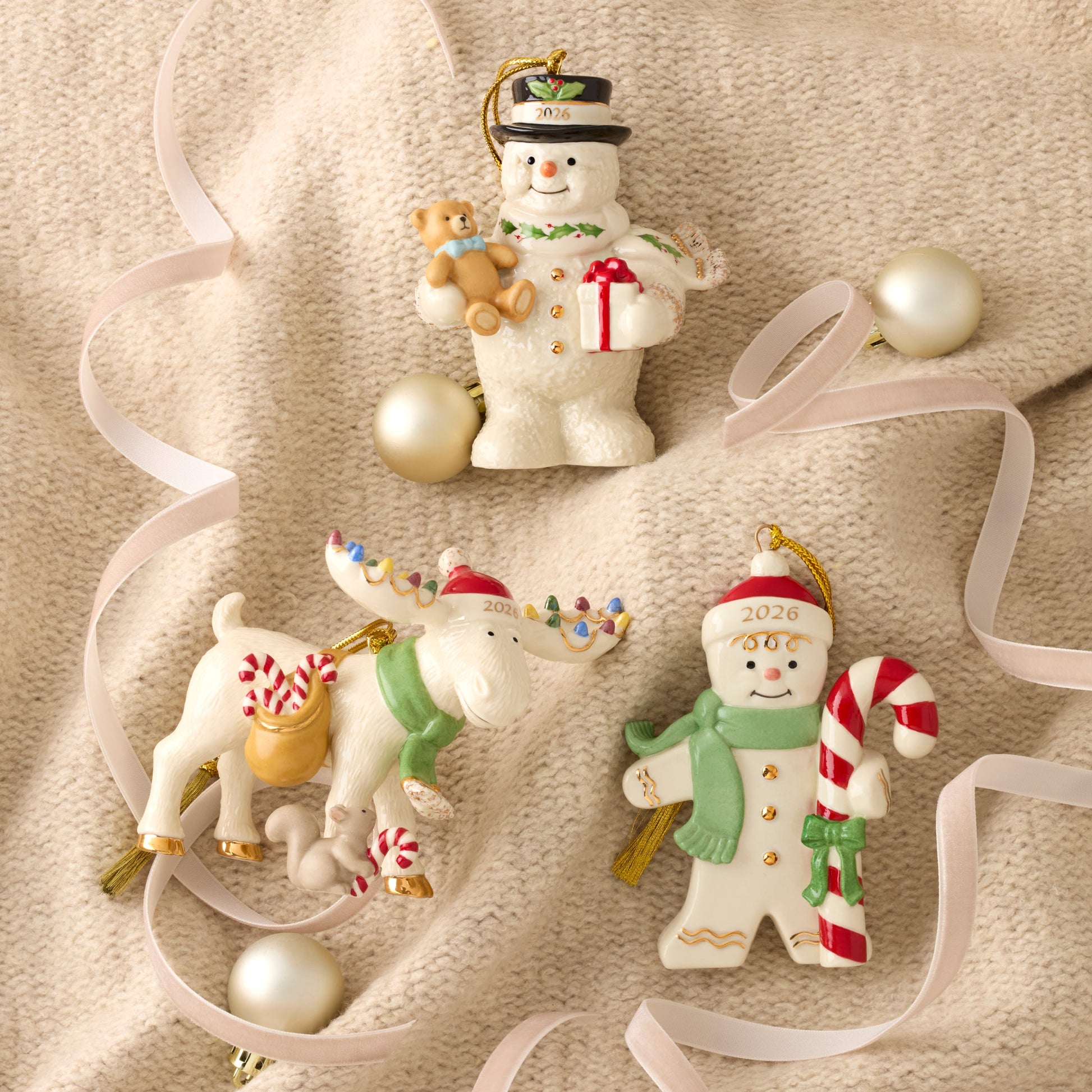 2026 Snowman with Teddy Bear Ornament