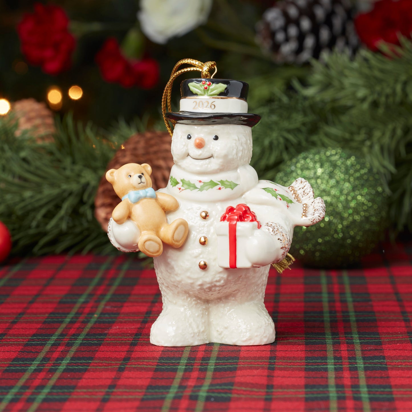 2026 Snowman with Teddy Bear Ornament