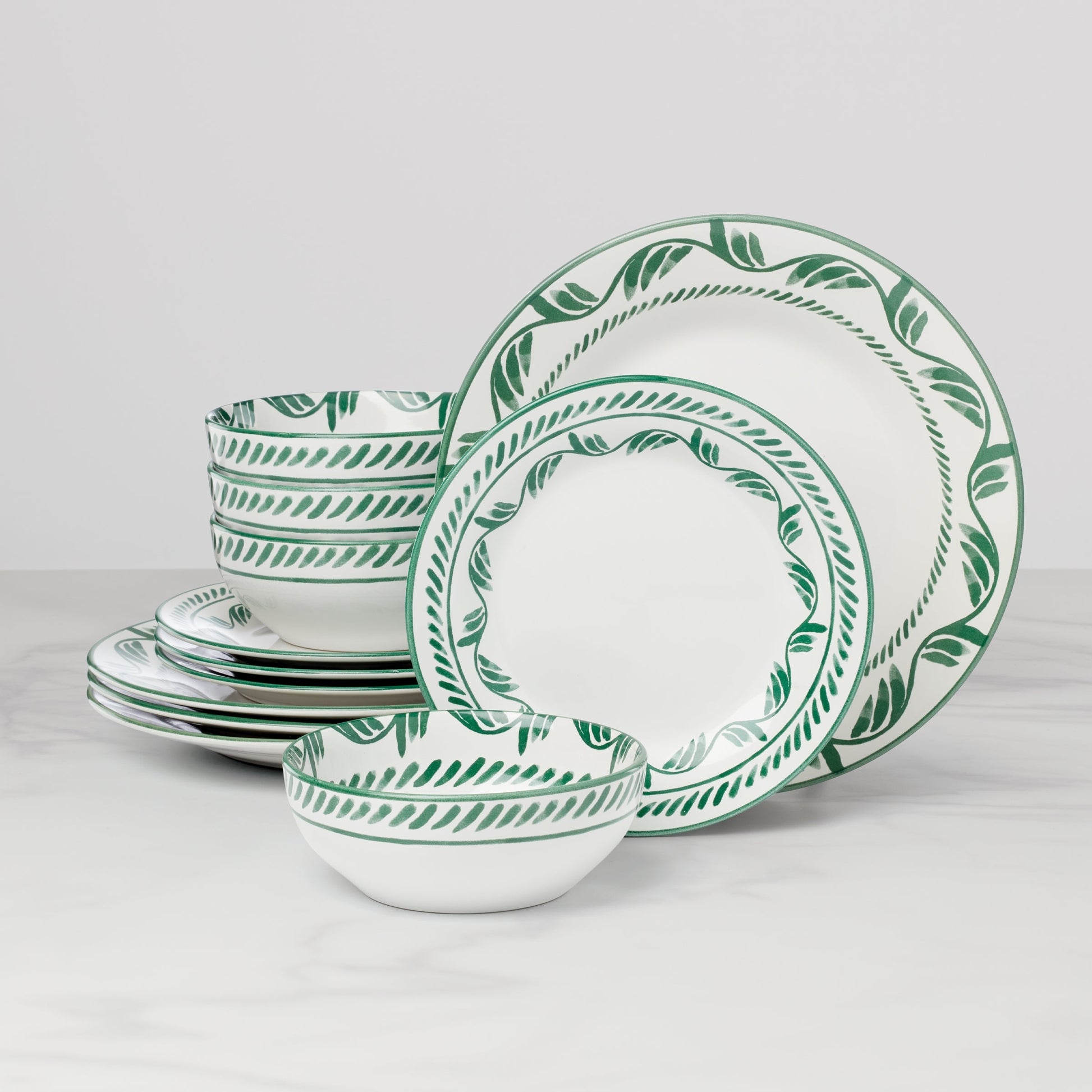 Solear Green 12-Piece Dinnerware Set