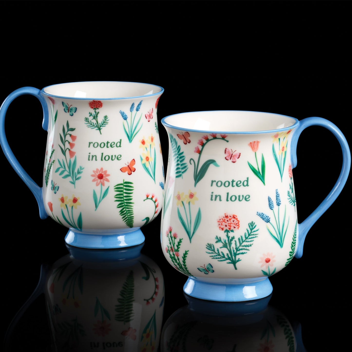 First Blooms Blue Mugs, Set of 2