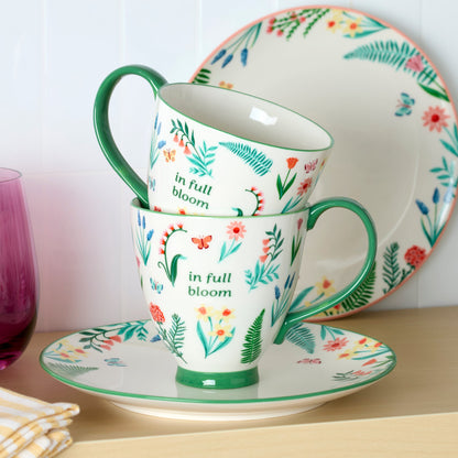 First Blooms Green Mugs, Set of 2