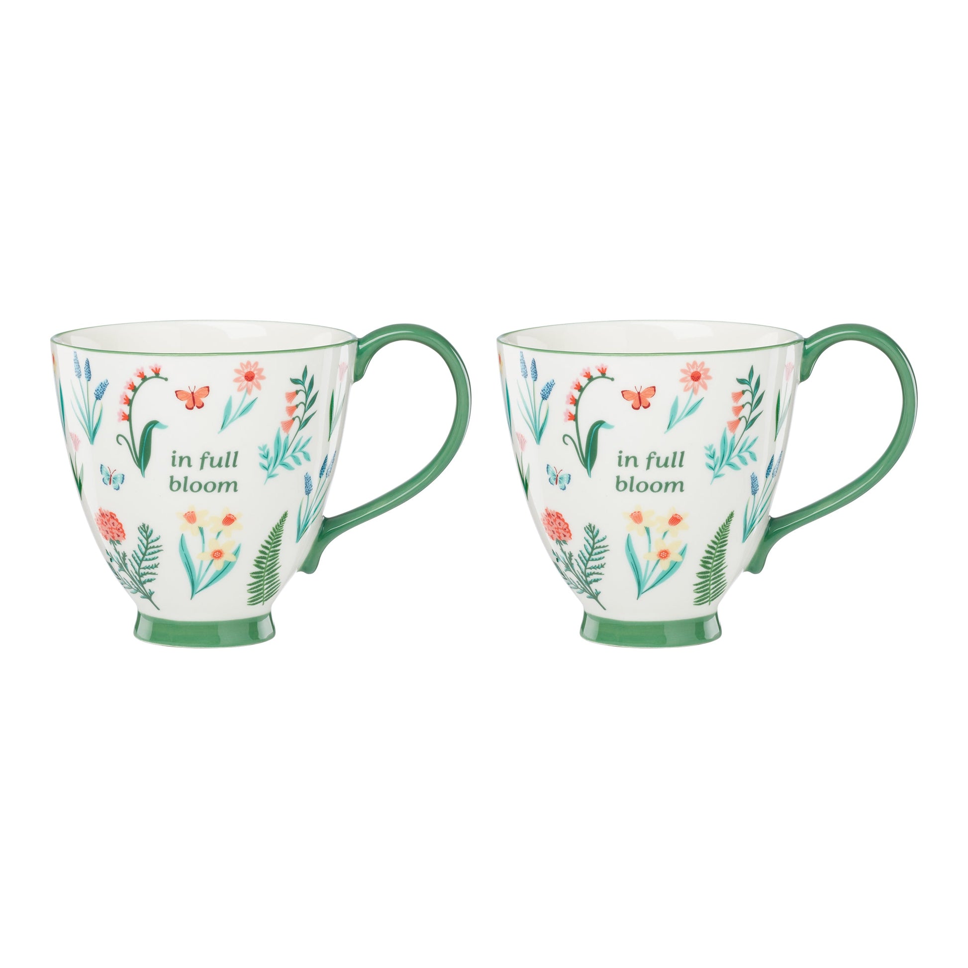 First Blooms Green Mugs, Set of 2